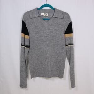 Vintage Kennington California V-Neck Sweater Shirt Men’s M Gray Stripe